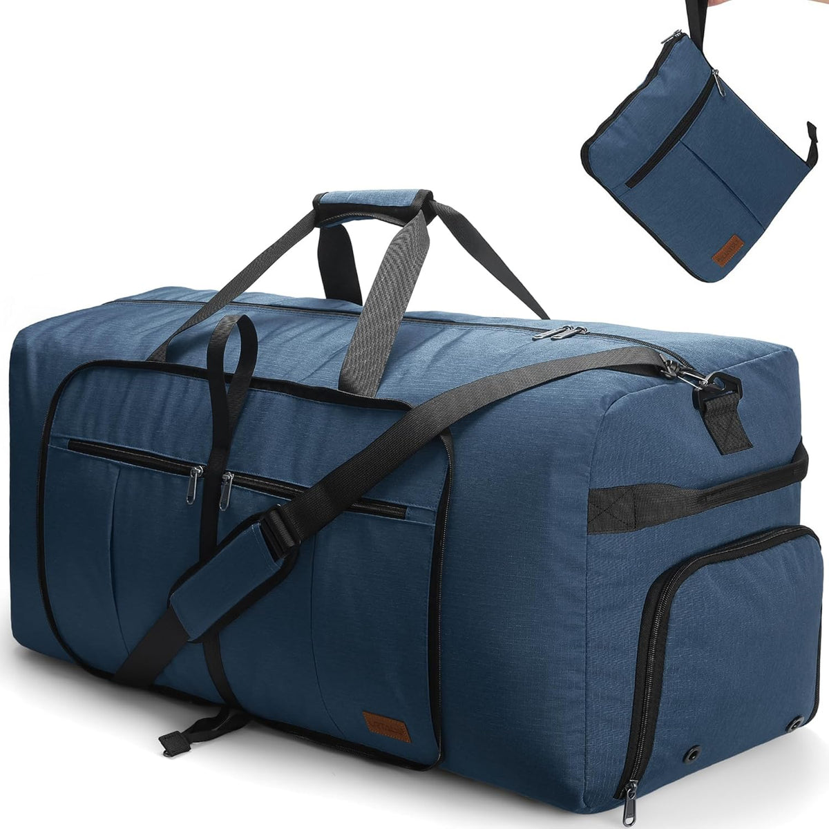 80L EXTRA LARGE Duffle Bag for Travel, 26" Foldable Travel Duffel Bag with Shoe Compartment for Men Women, Waterproof & Tear Resistant (Black, EXTRA LARGE, 80L)