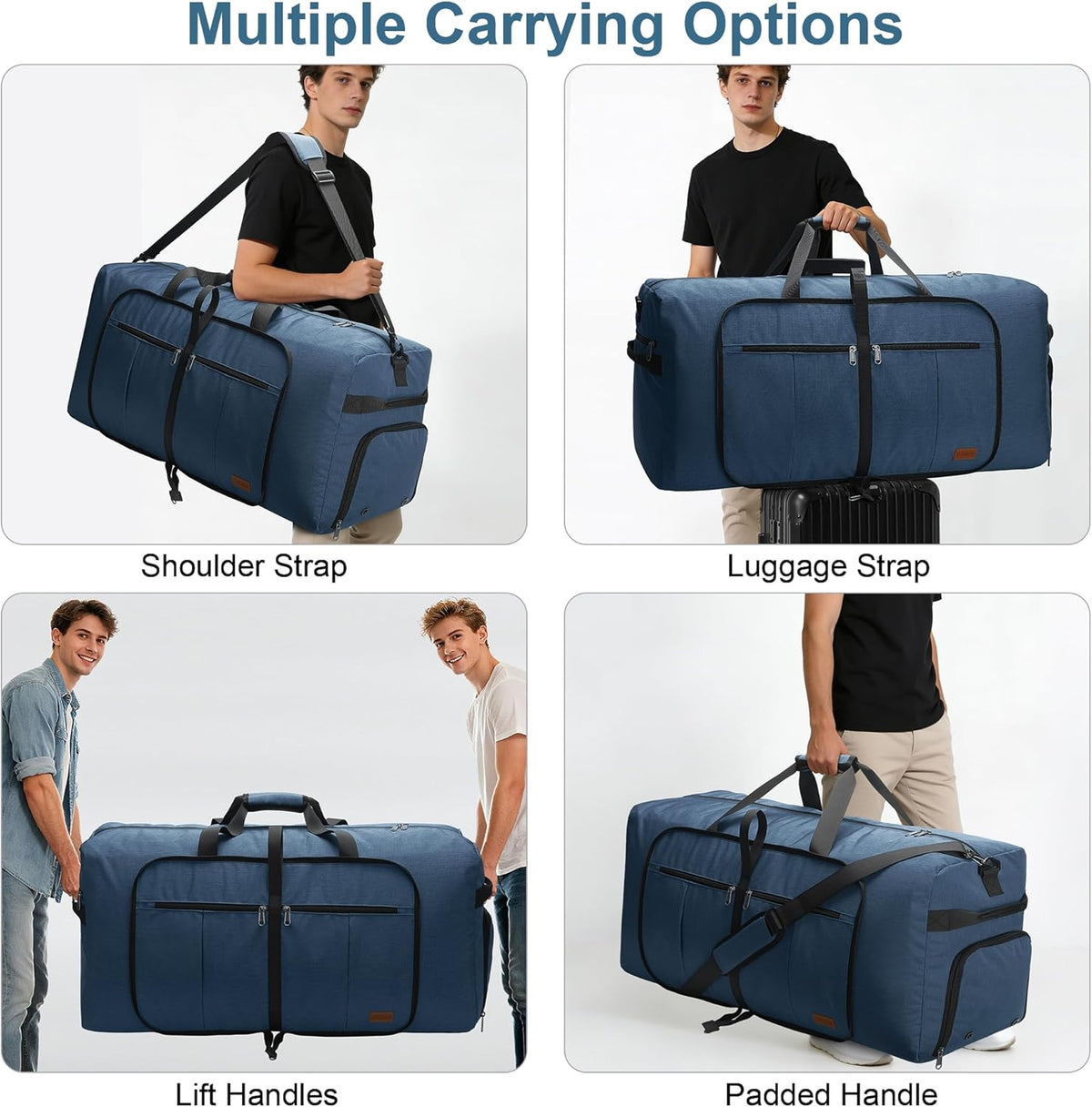 80L EXTRA LARGE Duffle Bag for Travel, 26" Foldable Travel Duffel Bag with Shoe Compartment for Men Women, Waterproof & Tear Resistant (Black, EXTRA LARGE, 80L)