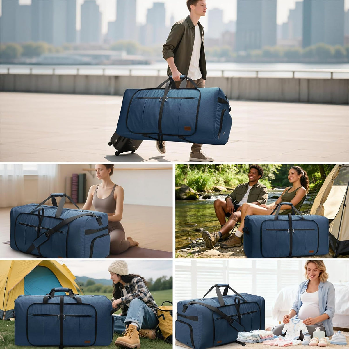 80L EXTRA LARGE Duffle Bag for Travel, 26" Foldable Travel Duffel Bag with Shoe Compartment for Men Women, Waterproof & Tear Resistant (Black, EXTRA LARGE, 80L)