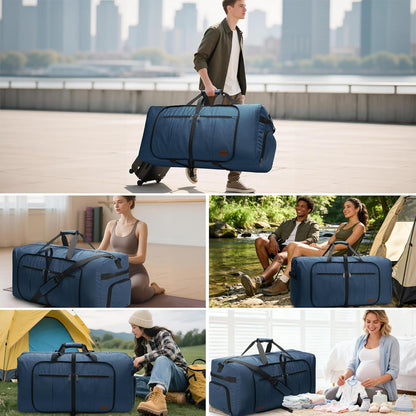 80L EXTRA LARGE Duffle Bag for Travel, 26" Foldable Travel Duffel Bag with Shoe Compartment for Men Women, Waterproof & Tear Resistant (Black, EXTRA LARGE, 80L)