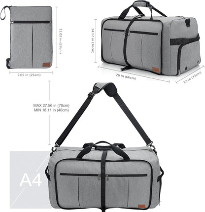 80L EXTRA LARGE Duffle Bag for Travel, 26" Foldable Travel Duffel Bag with Shoe Compartment for Men Women, Waterproof & Tear Resistant (Black, EXTRA LARGE, 80L)