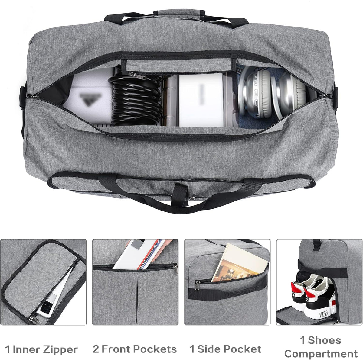 80L EXTRA LARGE Duffle Bag for Travel, 26" Foldable Travel Duffel Bag with Shoe Compartment for Men Women, Waterproof & Tear Resistant (Black, EXTRA LARGE, 80L)