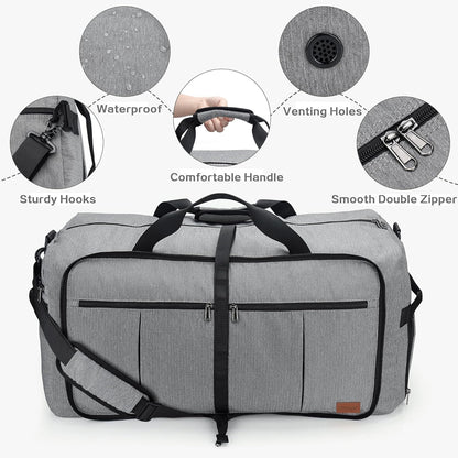 80L EXTRA LARGE Duffle Bag for Travel, 26" Foldable Travel Duffel Bag with Shoe Compartment for Men Women, Waterproof & Tear Resistant (Black, EXTRA LARGE, 80L)