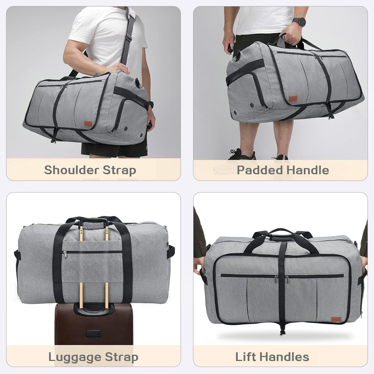 80L EXTRA LARGE Duffle Bag for Travel, 26" Foldable Travel Duffel Bag with Shoe Compartment for Men Women, Waterproof & Tear Resistant (Black, EXTRA LARGE, 80L)