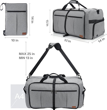 80L EXTRA LARGE Duffle Bag for Travel, 26" Foldable Travel Duffel Bag with Shoe Compartment for Men Women, Waterproof & Tear Resistant (Black, EXTRA LARGE, 80L)