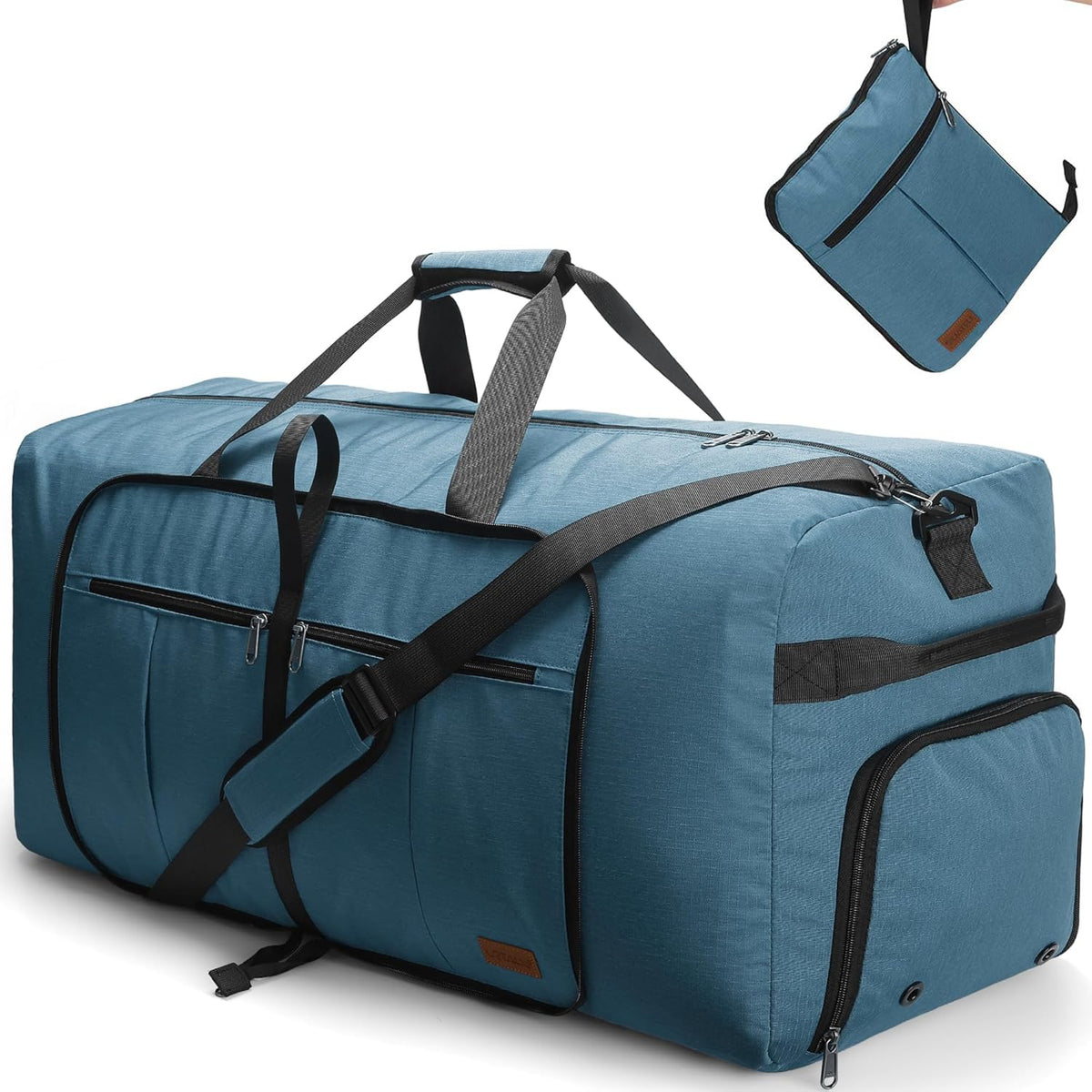 80L EXTRA LARGE Duffle Bag for Travel, 26" Foldable Travel Duffel Bag with Shoe Compartment for Men Women, Waterproof & Tear Resistant (Black, EXTRA LARGE, 80L)
