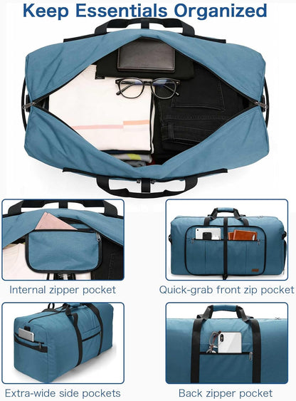 80L EXTRA LARGE Duffle Bag for Travel, 26" Foldable Travel Duffel Bag with Shoe Compartment for Men Women, Waterproof & Tear Resistant (Black, EXTRA LARGE, 80L)
