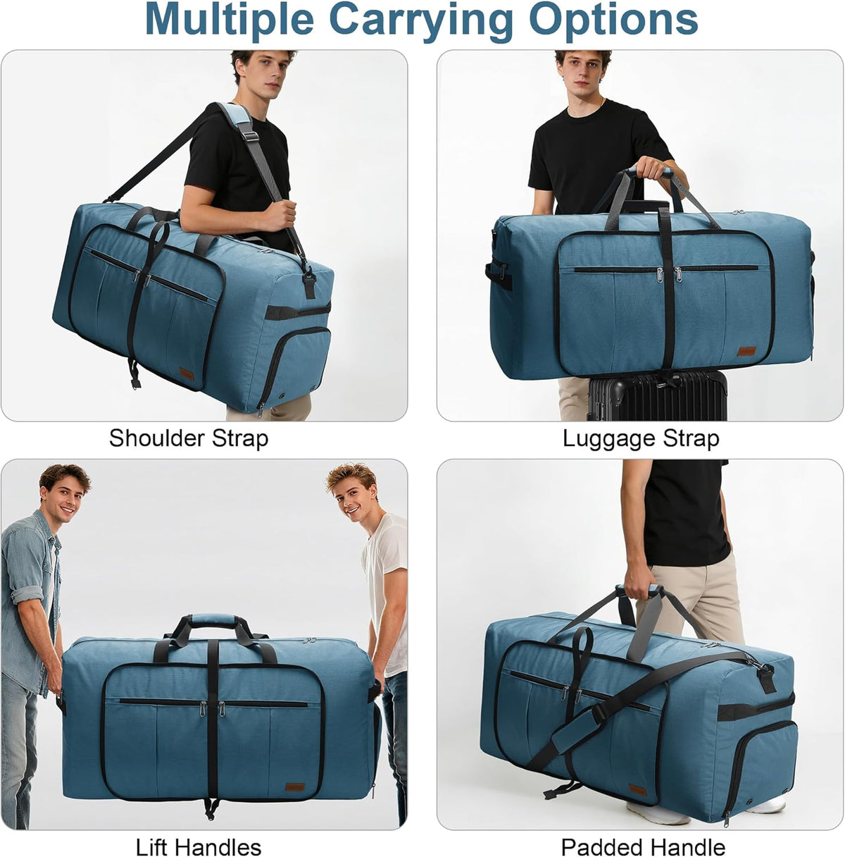 80L EXTRA LARGE Duffle Bag for Travel, 26" Foldable Travel Duffel Bag with Shoe Compartment for Men Women, Waterproof & Tear Resistant (Black, EXTRA LARGE, 80L)
