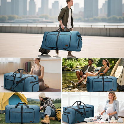 80L EXTRA LARGE Duffle Bag for Travel, 26" Foldable Travel Duffel Bag with Shoe Compartment for Men Women, Waterproof & Tear Resistant (Black, EXTRA LARGE, 80L)