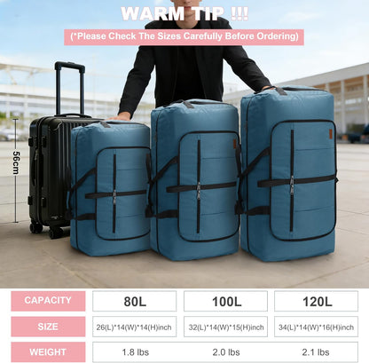80L EXTRA LARGE Duffle Bag for Travel, 26" Foldable Travel Duffel Bag with Shoe Compartment for Men Women, Waterproof & Tear Resistant (Black, EXTRA LARGE, 80L)