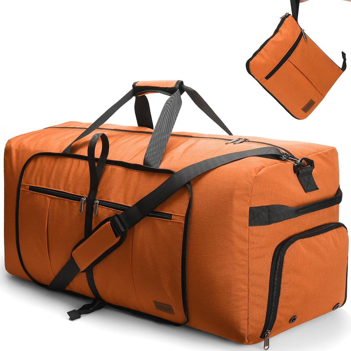 80L EXTRA LARGE Duffle Bag for Travel, 26" Foldable Travel Duffel Bag with Shoe Compartment for Men Women, Waterproof & Tear Resistant (Black, EXTRA LARGE, 80L)