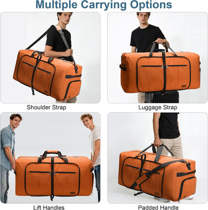 80L EXTRA LARGE Duffle Bag for Travel, 26" Foldable Travel Duffel Bag with Shoe Compartment for Men Women, Waterproof & Tear Resistant (Black, EXTRA LARGE, 80L)