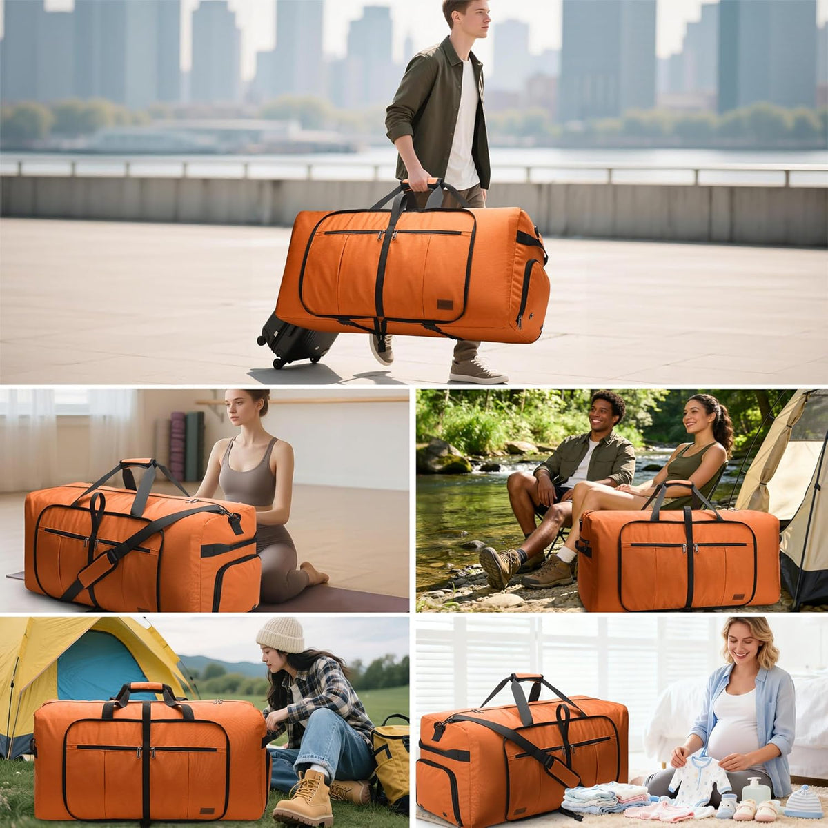 80L EXTRA LARGE Duffle Bag for Travel, 26" Foldable Travel Duffel Bag with Shoe Compartment for Men Women, Waterproof & Tear Resistant (Black, EXTRA LARGE, 80L)