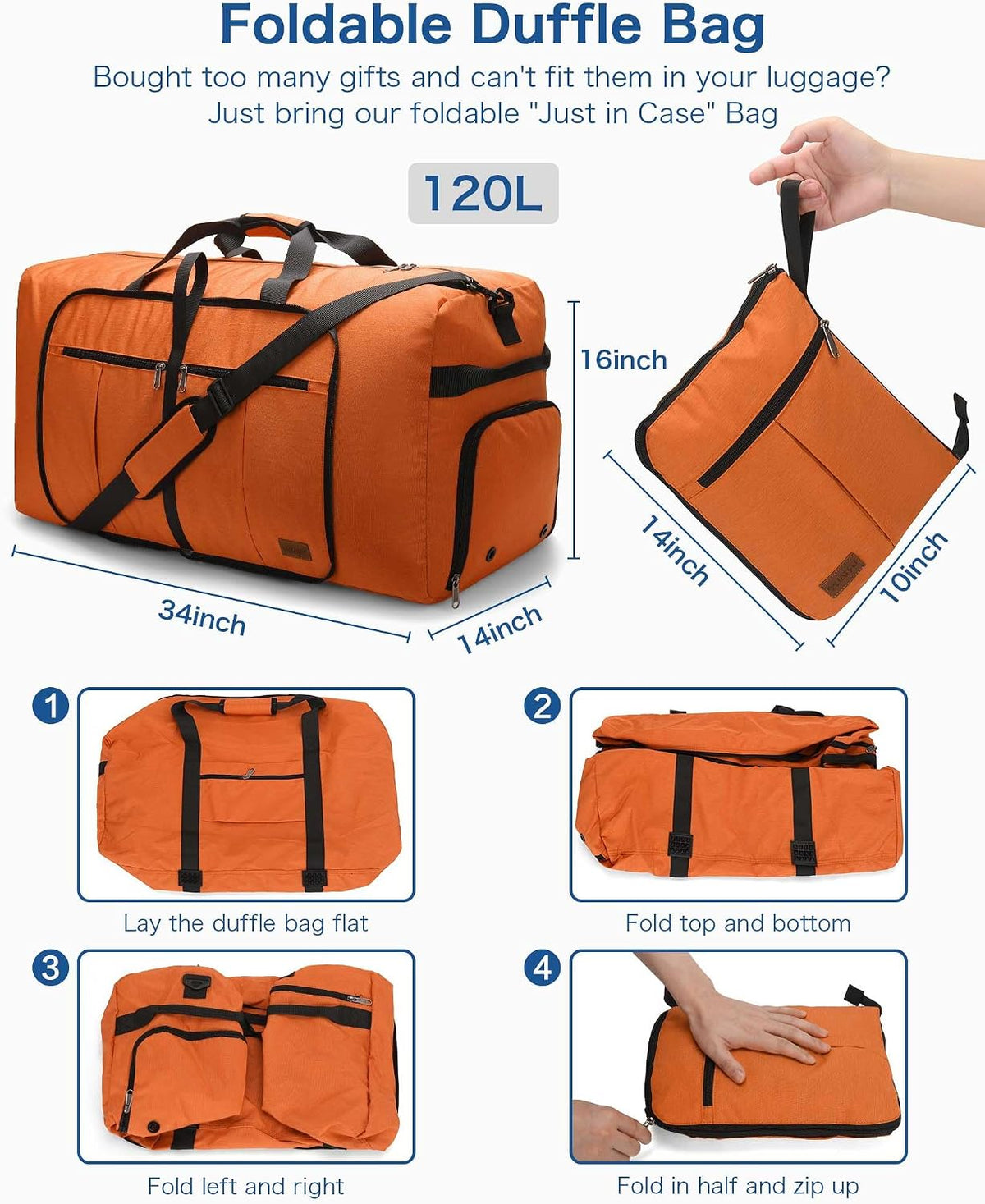 80L EXTRA LARGE Duffle Bag for Travel, 26" Foldable Travel Duffel Bag with Shoe Compartment for Men Women, Waterproof & Tear Resistant (Black, EXTRA LARGE, 80L)