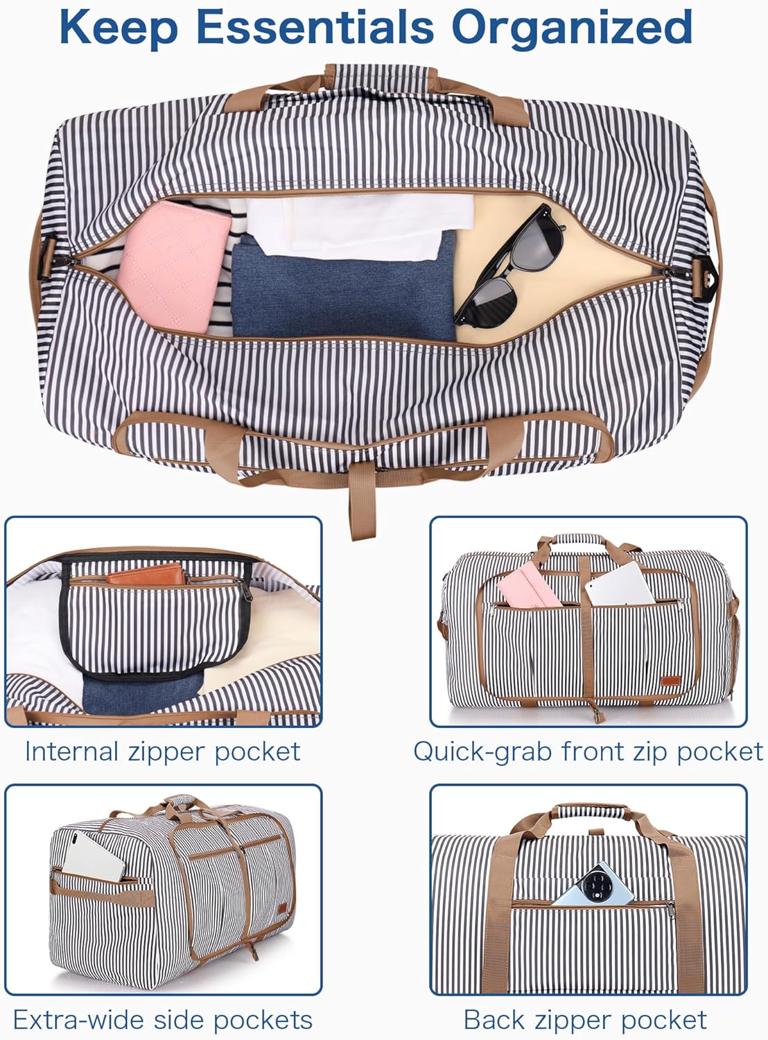 80L EXTRA LARGE Duffle Bag for Travel, 26" Foldable Travel Duffel Bag with Shoe Compartment for Men Women, Waterproof & Tear Resistant (Black, EXTRA LARGE, 80L)