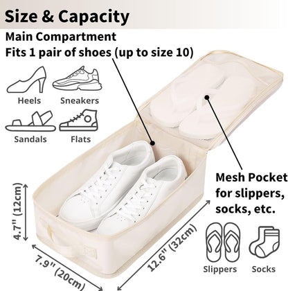 Travel Shoe Bag with Handle Holds 2 Pairs of Shoes, Shoe Packing Cubes for Travel (Black, 2 Pack)