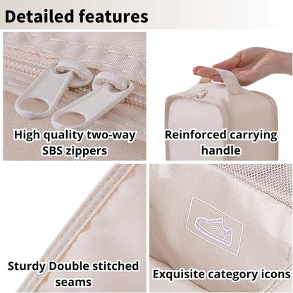 Travel Shoe Bag with Handle Holds 2 Pairs of Shoes, Shoe Packing Cubes for Travel (Black, 2 Pack)