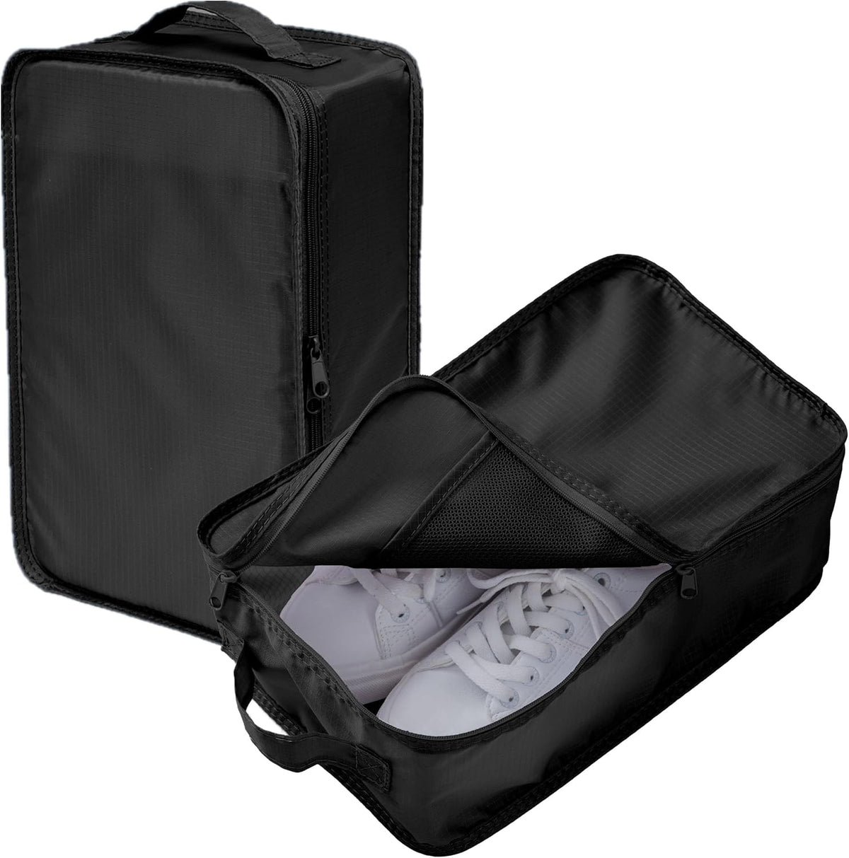 Travel Shoe Bag with Handle Holds 2 Pairs of Shoes, Shoe Packing Cubes for Travel (Black, 2 Pack)