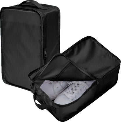 Travel Shoe Bag with Handle Holds 2 Pairs of Shoes, Shoe Packing Cubes for Travel (Black, 2 Pack)