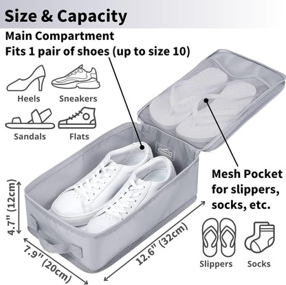 Travel Shoe Bag with Handle Holds 2 Pairs of Shoes, Shoe Packing Cubes for Travel (Black, 2 Pack)