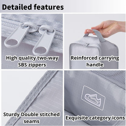 Travel Shoe Bag with Handle Holds 2 Pairs of Shoes, Shoe Packing Cubes for Travel (Black, 2 Pack)