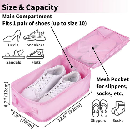 Travel Shoe Bag with Handle Holds 2 Pairs of Shoes, Shoe Packing Cubes for Travel (Black, 2 Pack)