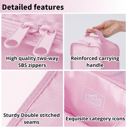 Travel Shoe Bag with Handle Holds 2 Pairs of Shoes, Shoe Packing Cubes for Travel (Black, 2 Pack)