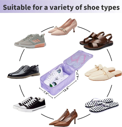 Travel Shoe Bag with Handle Holds 2 Pairs of Shoes, Shoe Packing Cubes for Travel (Black, 2 Pack)