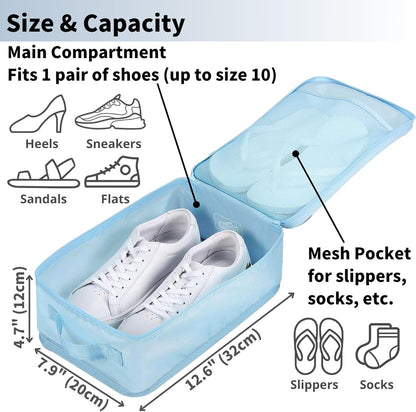Travel Shoe Bag with Handle Holds 2 Pairs of Shoes, Shoe Packing Cubes for Travel (Black, 2 Pack)