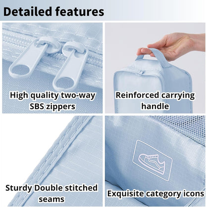 Travel Shoe Bag with Handle Holds 2 Pairs of Shoes, Shoe Packing Cubes for Travel (Black, 2 Pack)