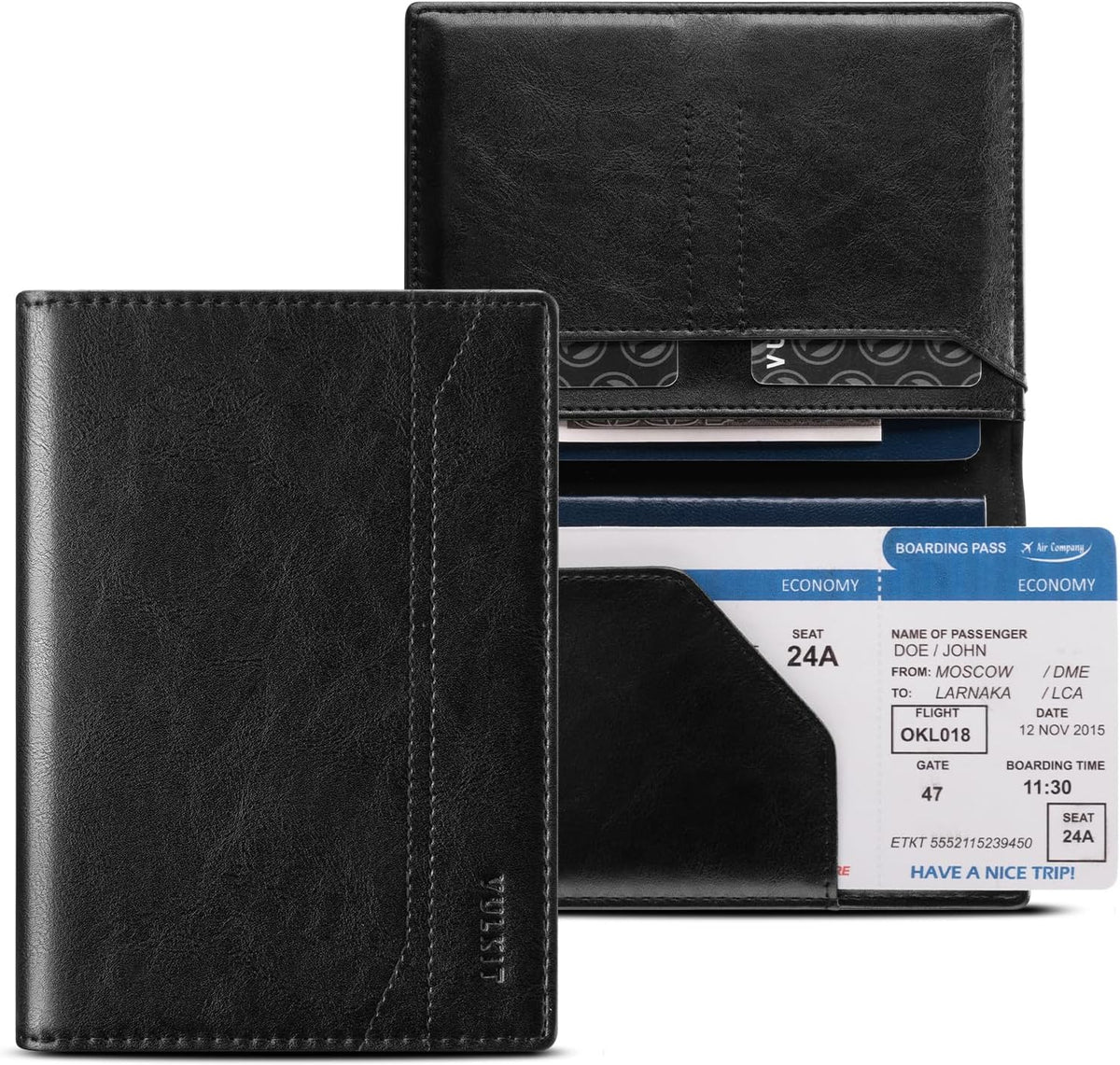 Passport Holder for Travel, Rfid Blocking Passport Cover, Slim Travel Wallet for Men & Women, Charcoal Black