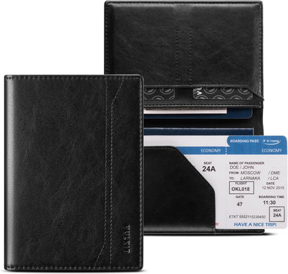 Passport Holder for Travel, Rfid Blocking Passport Cover, Slim Travel Wallet for Men & Women, Charcoal Black