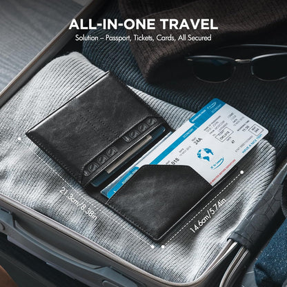 Passport Holder for Travel, Rfid Blocking Passport Cover, Slim Travel Wallet for Men & Women, Charcoal Black