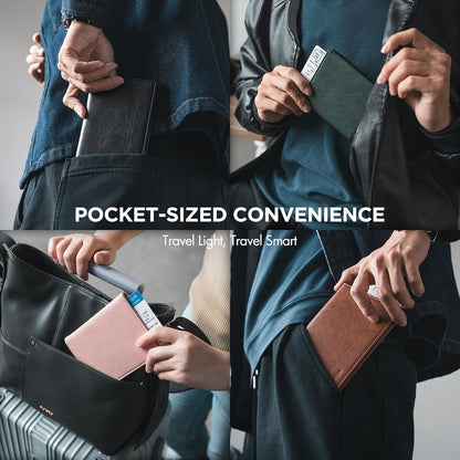 Passport Holder for Travel, Rfid Blocking Passport Cover, Slim Travel Wallet for Men & Women, Charcoal Black