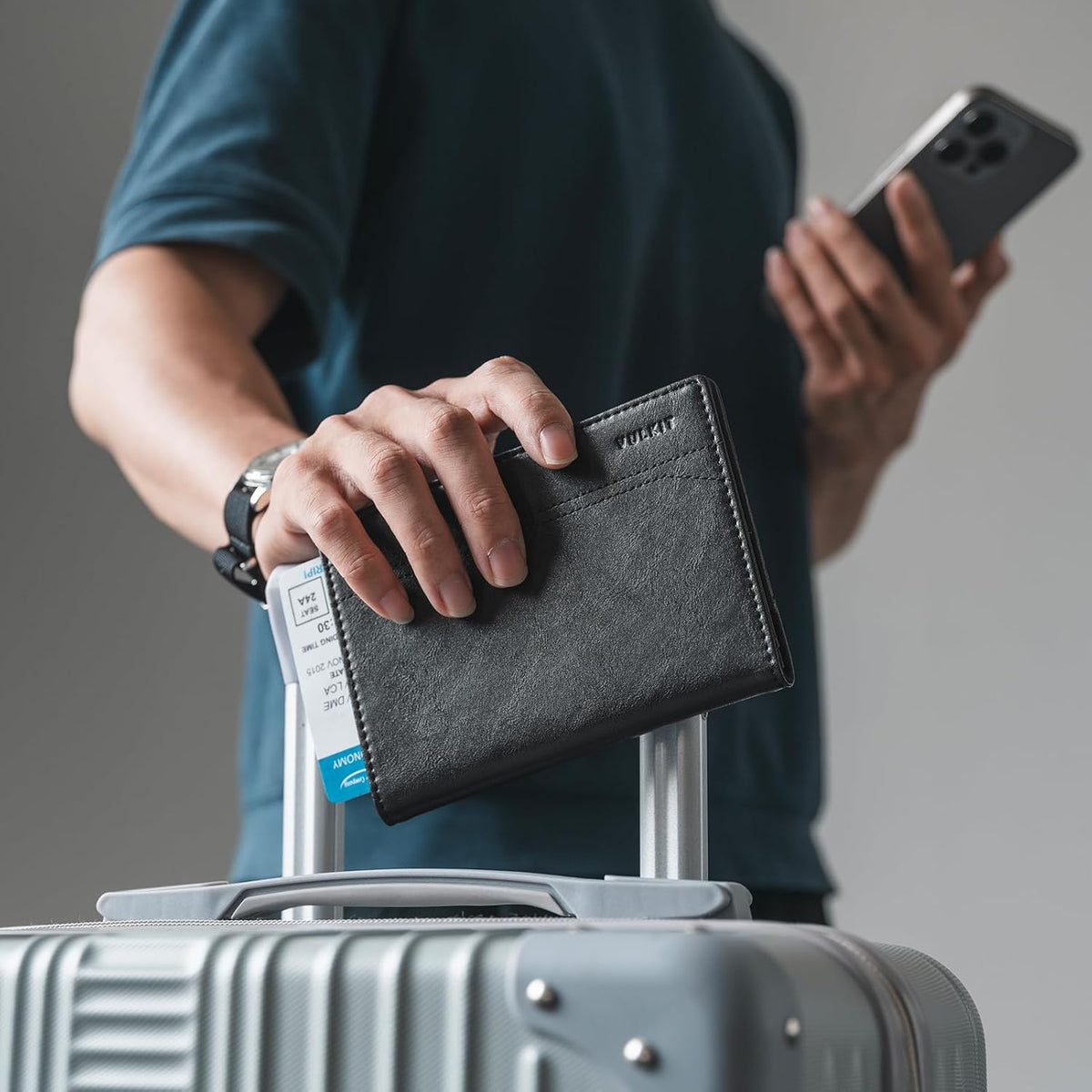 Passport Holder for Travel, Rfid Blocking Passport Cover, Slim Travel Wallet for Men & Women, Charcoal Black