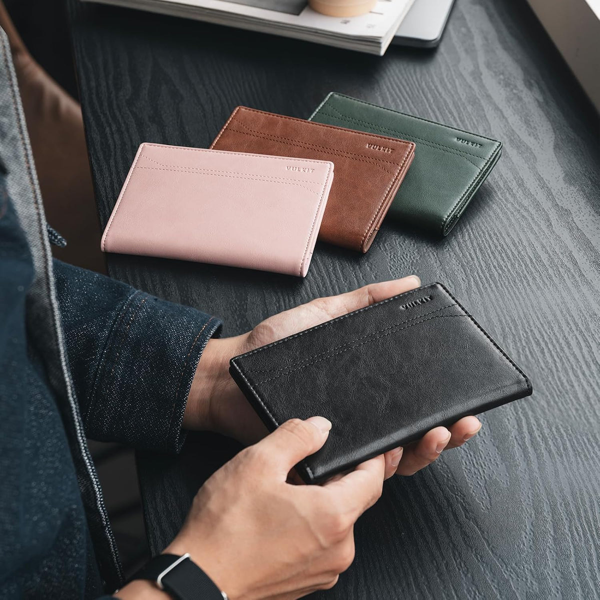 Passport Holder for Travel, Rfid Blocking Passport Cover, Slim Travel Wallet for Men & Women, Charcoal Black