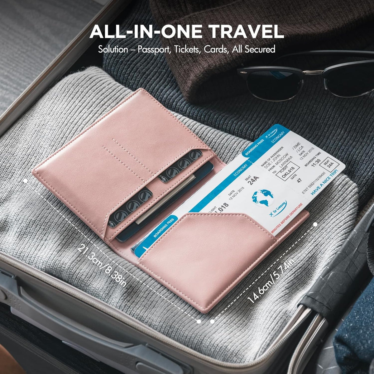 Passport Holder for Travel, Rfid Blocking Passport Cover, Slim Travel Wallet for Men & Women, Charcoal Black