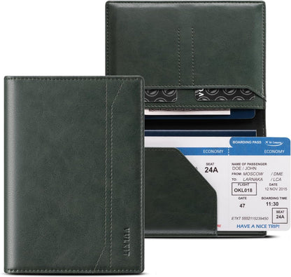 Passport Holder for Travel, Rfid Blocking Passport Cover, Slim Travel Wallet for Men & Women, Charcoal Black