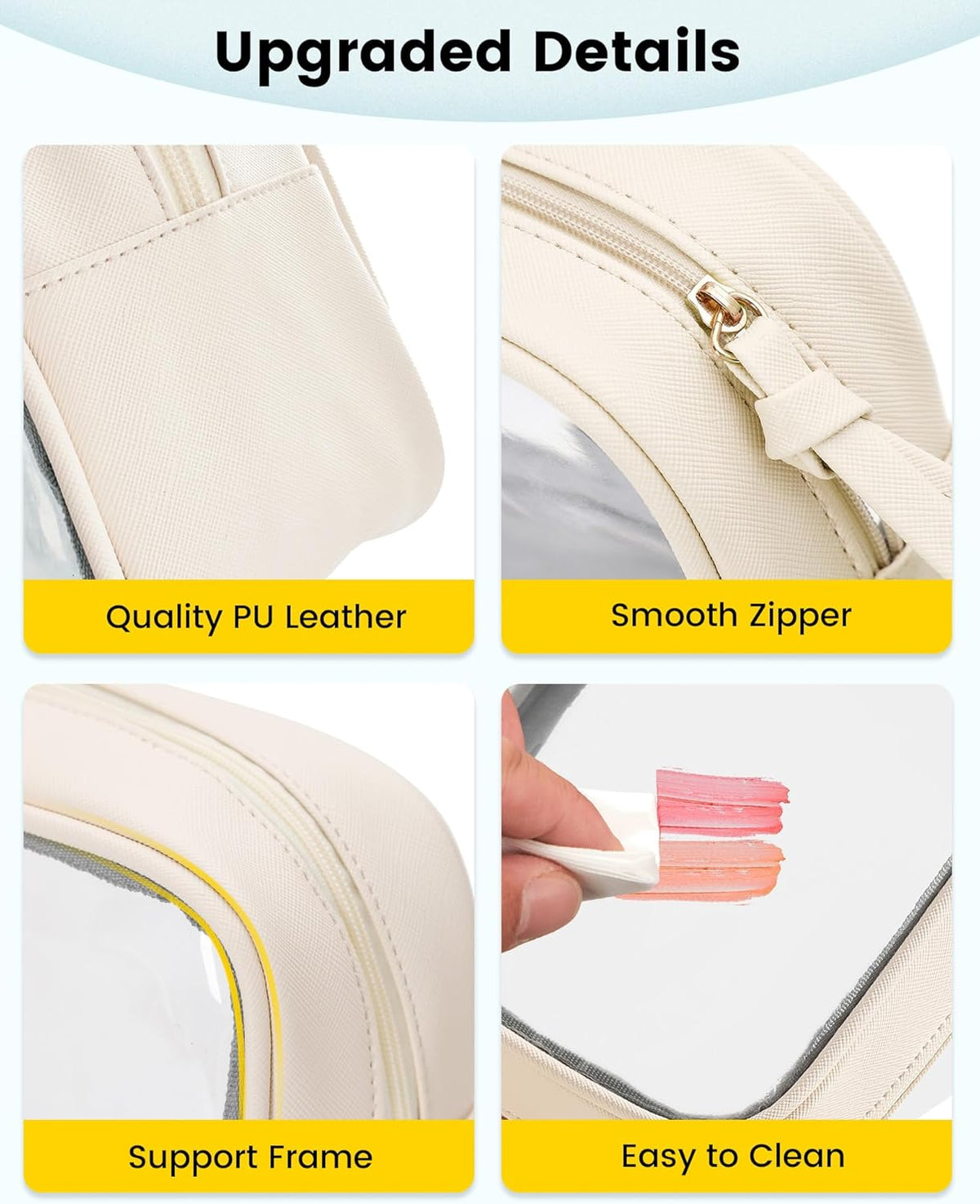 Travel Makeup Bag - 3 Pack Travel Toiletry Bag for Women Clear Cosmetic Bag Makeup Organizer Zipper Pouch for Travel Essentials Storage - Black
