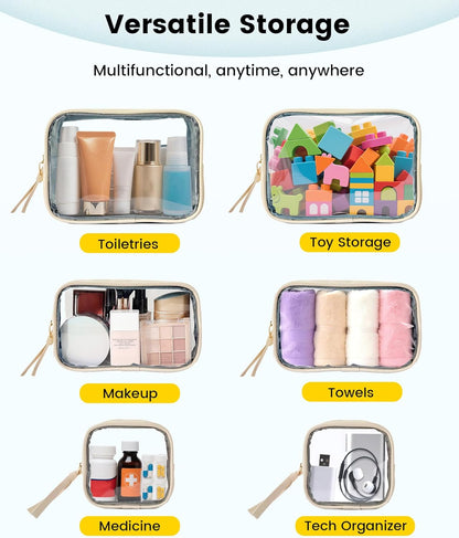 Travel Makeup Bag - 3 Pack Travel Toiletry Bag for Women Clear Cosmetic Bag Makeup Organizer Zipper Pouch for Travel Essentials Storage - Black