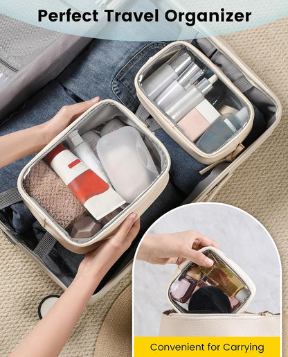 Travel Makeup Bag - 3 Pack Travel Toiletry Bag for Women Clear Cosmetic Bag Makeup Organizer Zipper Pouch for Travel Essentials Storage - Black