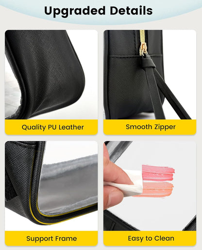 Travel Makeup Bag - 3 Pack Travel Toiletry Bag for Women Clear Cosmetic Bag Makeup Organizer Zipper Pouch for Travel Essentials Storage - Black