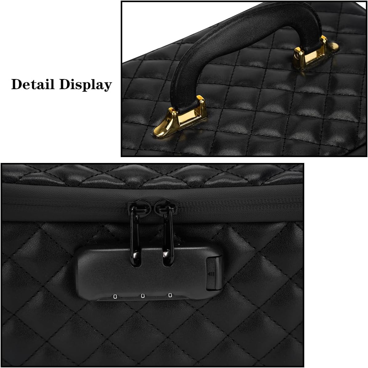 Portable makeup box with Lock, Large Capacity Travel Makeup Case Organizer, Makeup Bags for Girls Traveling With Handle and Divider Makeup Bag (off-white)
