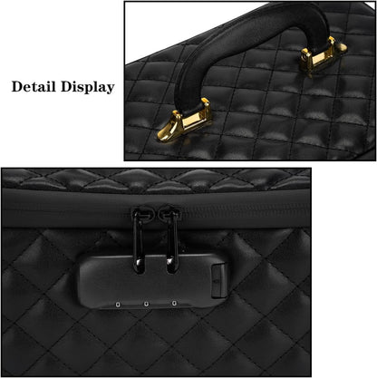 Portable makeup box with Lock, Large Capacity Travel Makeup Case Organizer, Makeup Bags for Girls Traveling With Handle and Divider Makeup Bag (off-white)