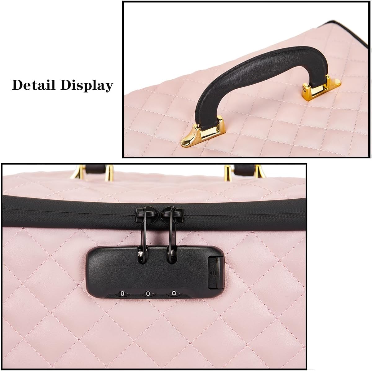 Portable makeup box with Lock, Large Capacity Travel Makeup Case Organizer, Makeup Bags for Girls Traveling With Handle and Divider Makeup Bag (off-white)