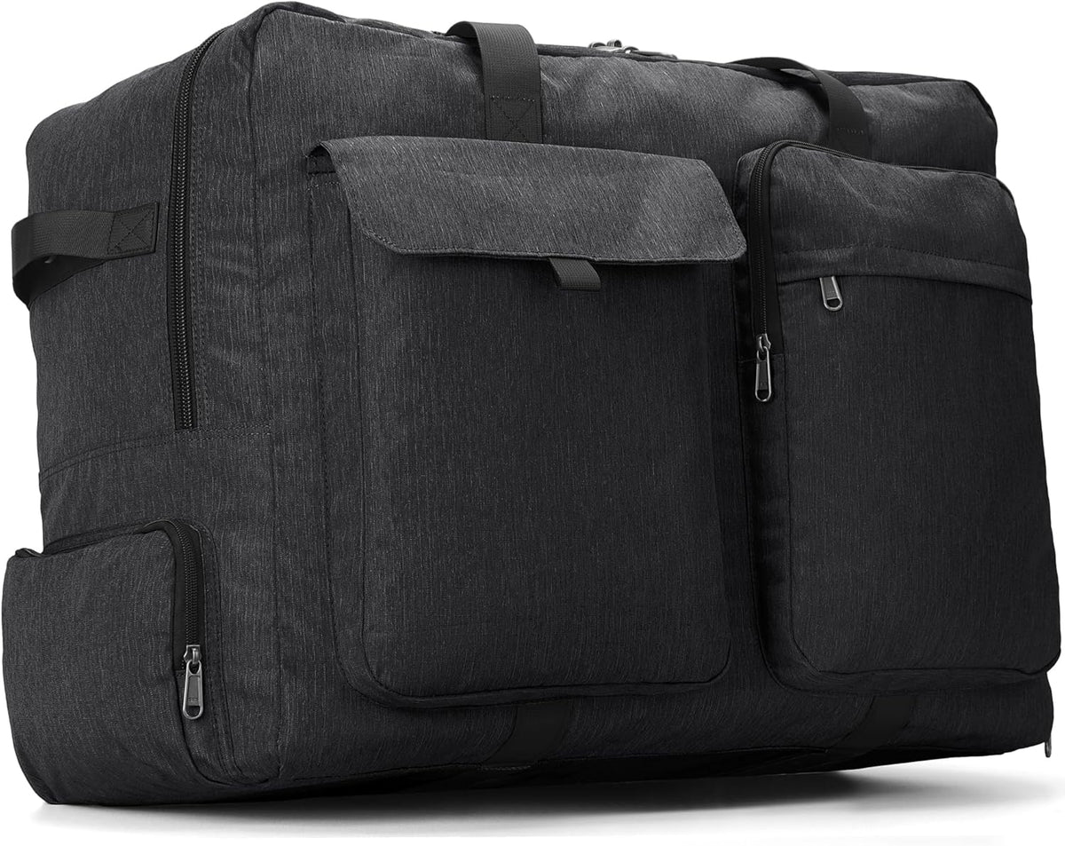 Large Travel Duffle Bag for Men Women, 80L 100L 120L Foldable Waterproof Duffle Bag, Packable Bag with Shoes Compartment for Overnight Gym Weekender Bag (Black, 80L)
