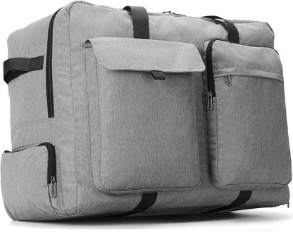 Large Travel Duffle Bag for Men Women, 80L 100L 120L Foldable Waterproof Duffle Bag, Packable Bag with Shoes Compartment for Overnight Gym Weekender Bag (Black, 80L)