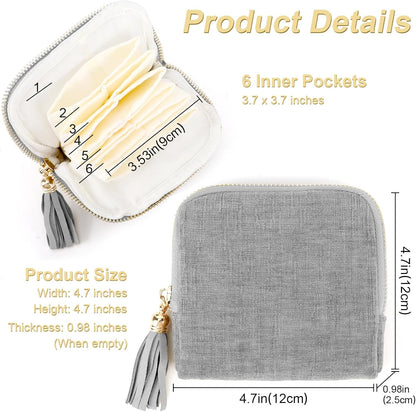 Small Travel Jewelry Case, Portable Soft Jewelry Bags, Organizer Pouch with 6 Compartments Pocket, Anti-Scratch Storage Holder for Bangle Bracelets Earrings Necklace, Women Gifts, Ocean Blue