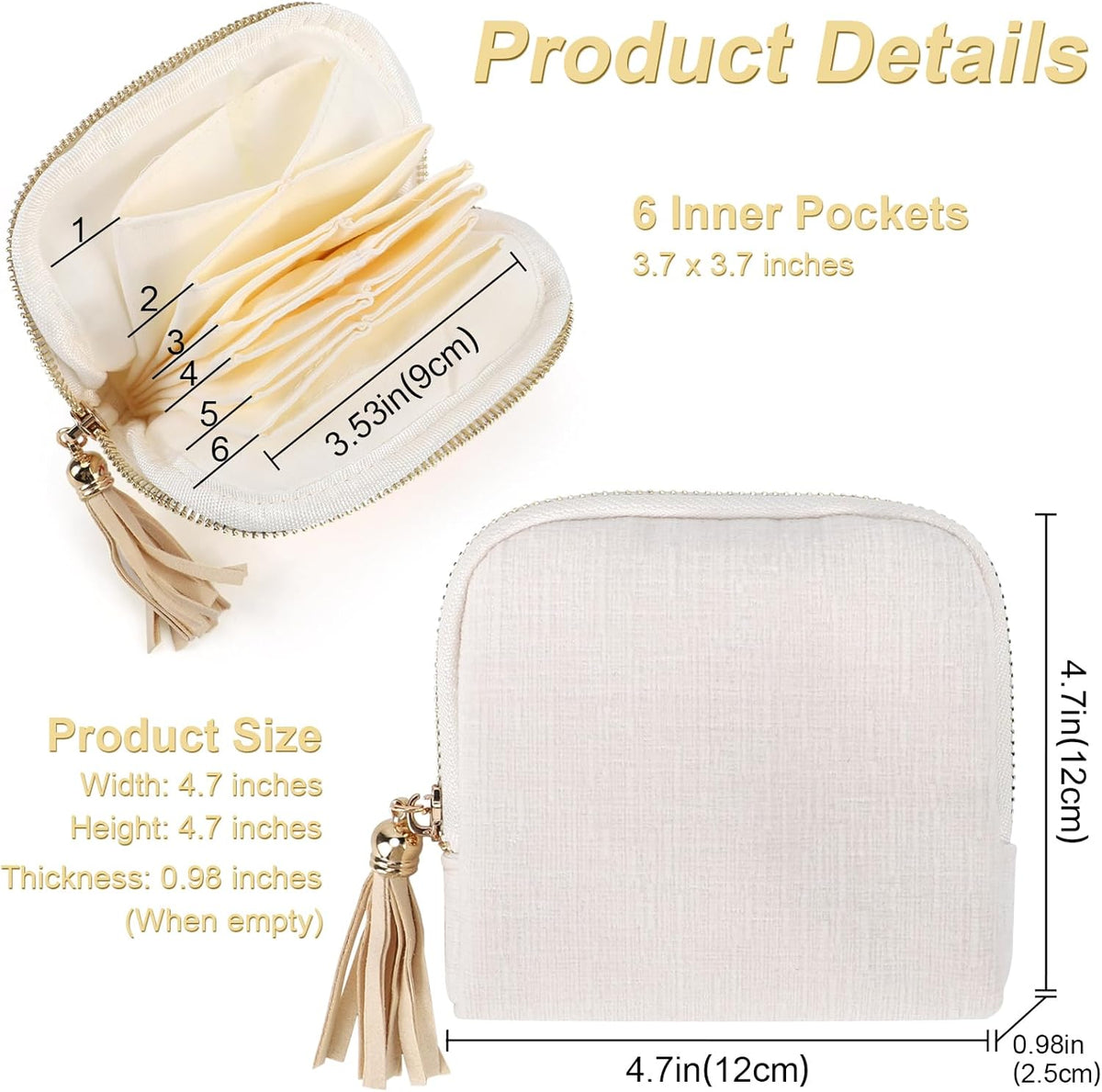 Small Travel Jewelry Case, Portable Soft Jewelry Bags, Organizer Pouch with 6 Compartments Pocket, Anti-Scratch Storage Holder for Bangle Bracelets Earrings Necklace, Women Gifts, Ocean Blue