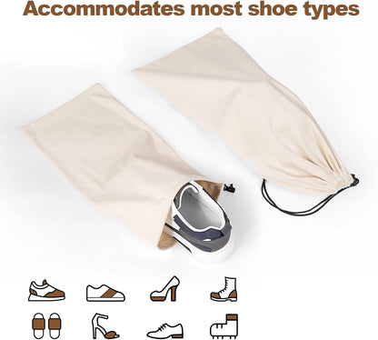10 Pcs Single Shoe Bags for Travel,18"X9"shoe travel bag for Packing Dustproof Shoe Bag storage Sneaker Travel Bags Washable & Reusable dust bags for Boots Handbags Shoes & Toys (Beige)